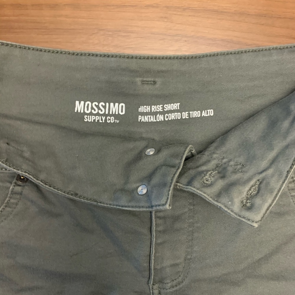 Green Denim High Rise Shorts - Picture 3 of 3